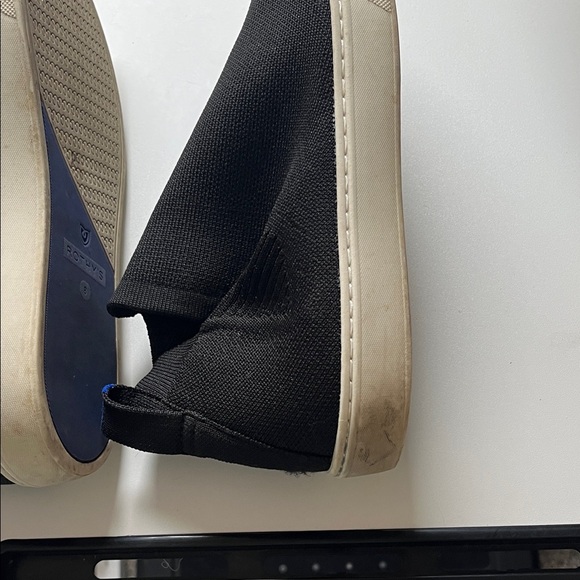 Rothy’s Black Slip-On Sneakers with Blue Accents. Size 8 - Picture 4 of 5